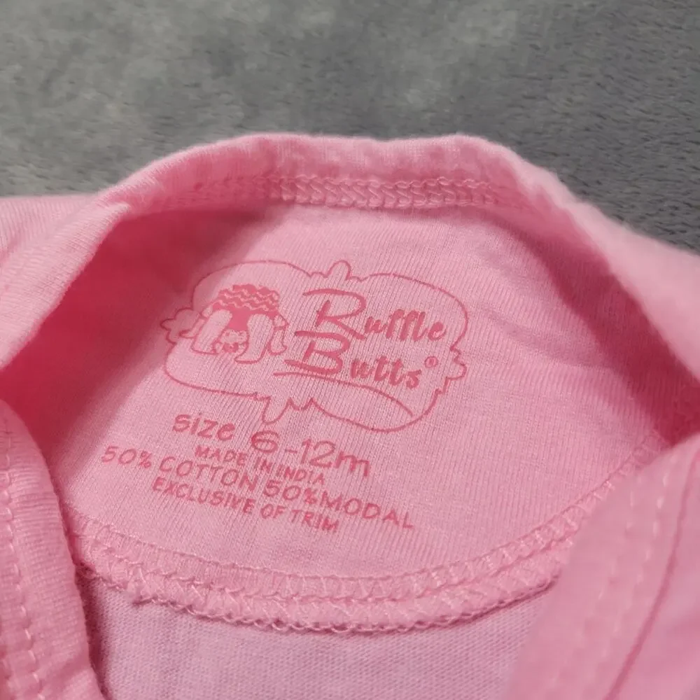 Ruffle Butts Long Sleeve Onesie‎ 6-12 Months Pink Ruffle Hem
